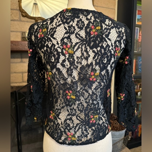 ZARA Basic Collection Black Lace Floral Blouse - XS - Picture 5 of 14